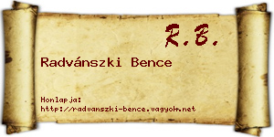 Radvánszki Bence névjegykártya